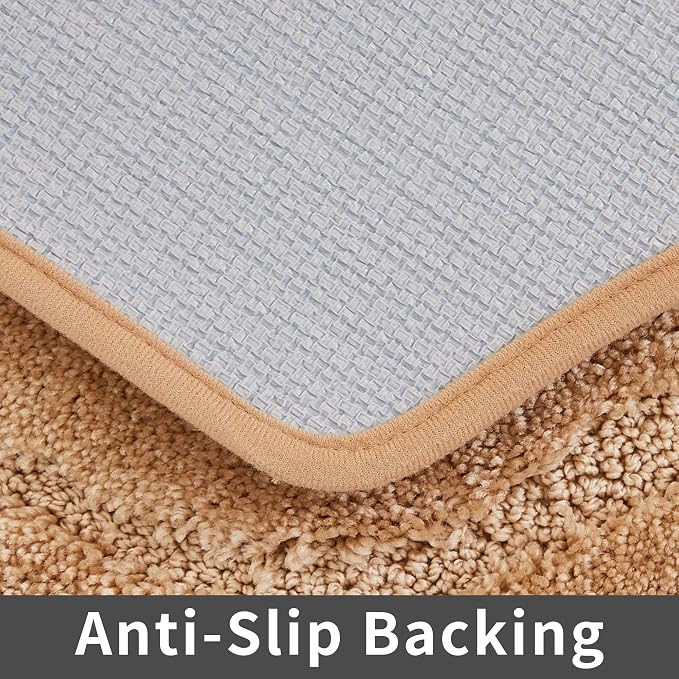 COSY HOMEER Extra Thick Bath Rugs for Bathroom - Anti-Slip Bath Linen Sets Mats Soft Plush 100% Strong Polyester Living Room Bedroom Water Absorbent(Beige,17x27 - Inches)