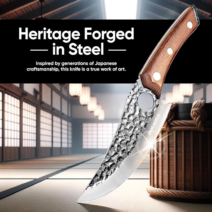 Matsato Chef Knife - Perfect Kitchen Knife for Cooking, Chopping | Japanese Steel Knife for Home, BBQ. For Balance & Control, 6.3 Inch