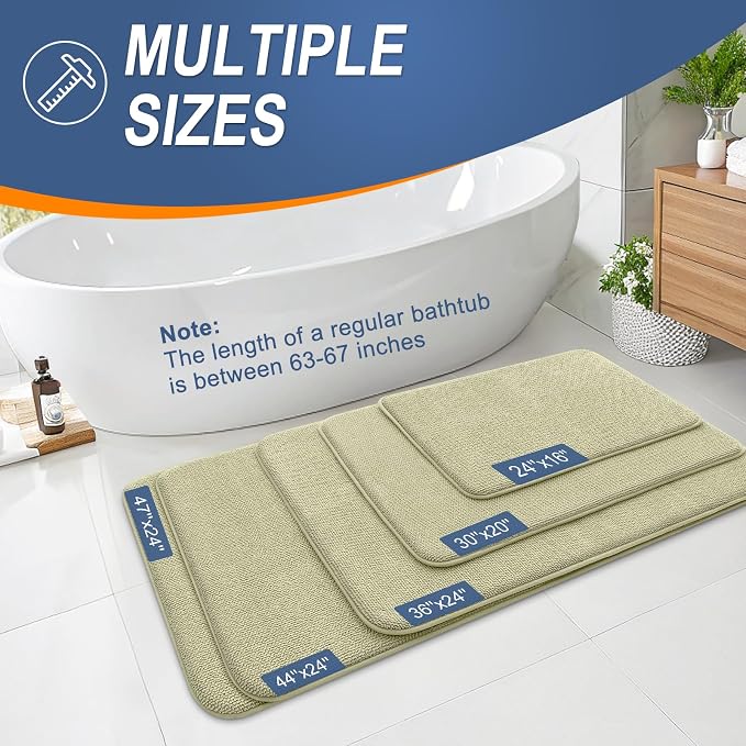 OLANLY Thick Memory Foam Bathroom Rugs 30x20, Absorbent Bath Mat, Vanilla | Soft Quick Dry Bath Rugs Mats, Non-Slip, Machine Washable Carpet for Bathroom Floor, Tub and Shower, Home Decor Accessories
