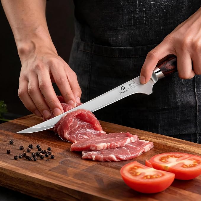 imarku 8 Inch Fillet Knife, Japanese High Carbon Stainless Steel | Razor Sharp Boning Knife, Professional Filet Knife for Precision Meat Deboning Fish Fillting, Ergonomic Pakkawood Handle