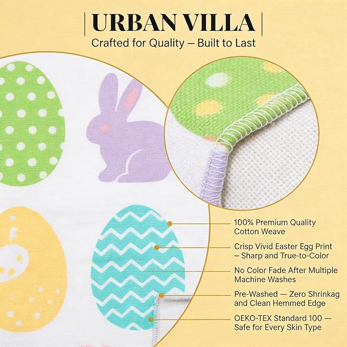 Urban Villa Kitchen Towels Cotton Dish Towels 20”x30” (Set of 6) Egg Print