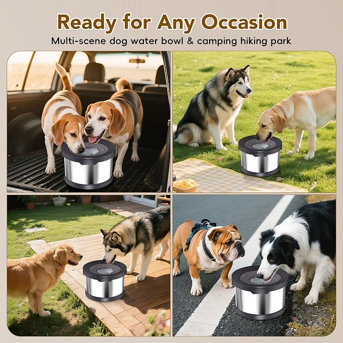 UPSKY 10L Dog Water Bowl No Spill Stainless Steel for Slow Drinking Black | Large Capacity, Spill-proof, Non-slip Design, Durable, For Large Dogs, Messy Drinkers & Multi-pet Homes, Outdoor / Indoor