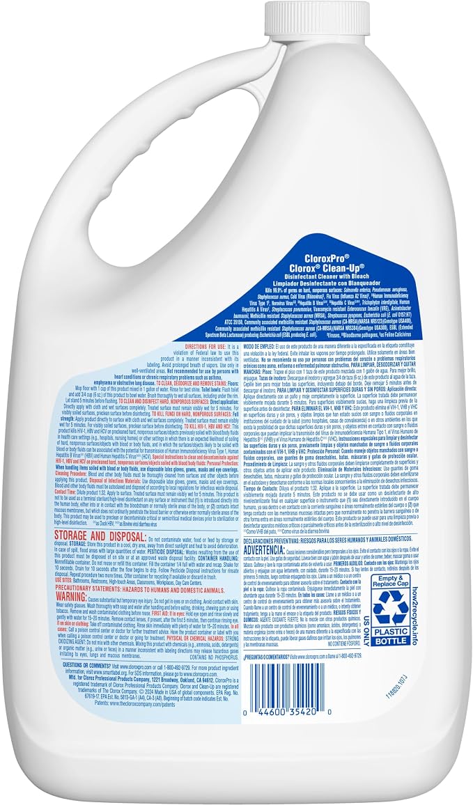 CloroxPro Clean-Up Disinfectant Cleaner Refill, 128 Ounces, Pack of 4 (Package May Vary)