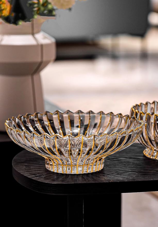 MAGCOLOR Hand-painted Gold Decorative Bowl-12 inch Diameter, Fruit Bowl, Kitchen Table Centerpiece, Home Decor. (Gold)