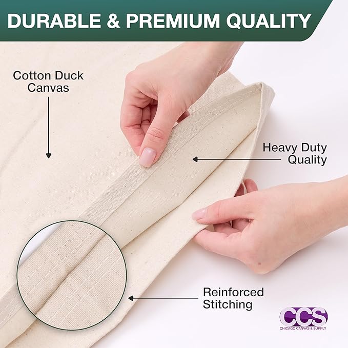 CCS Canvas Drop Cloth for Painting – All Purpose Cotton Duck Cloth Tarp for Curtains, Tablecloths, Backdrops – Washable & Reusable Floor Cover & Dust Sheet for Furniture (20x20 Ft)