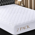 Quilted Fitted Mattress Pad 2 Pack, King Mattress Protector Topper with Deep Pocket Stretches up to 16 Inches, Machine Washable Mattress Cover by Utopia Bedding (White)