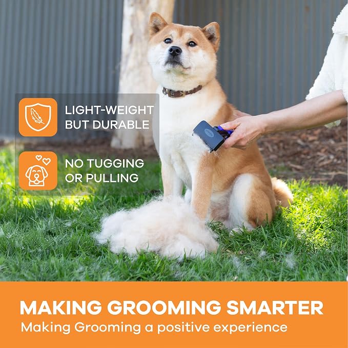 Deshedding Dog Brush for Short/Medium Hair (Medium,Blue) – Gentle Deshedding Tool for Dogs & Cats – Reduces Shedding, Without damaging Topcoat. Removes Loose Fur & Dead Undercoat.