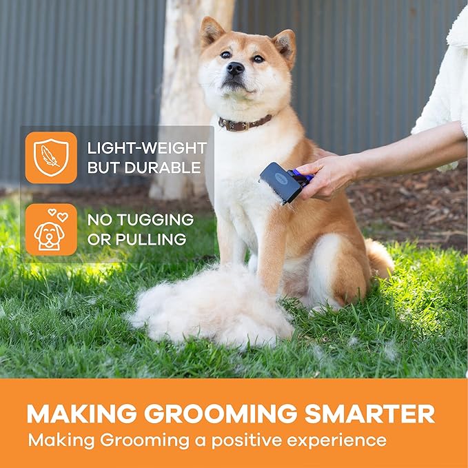 Deshedding Dog Brush for Short/Medium Hair (Large,Blue) – Gentle Deshedding tool for Dogs & Cats – Reduces shedding, without damaging topcoat. Removes Loose Fur & Dead Undercoat.