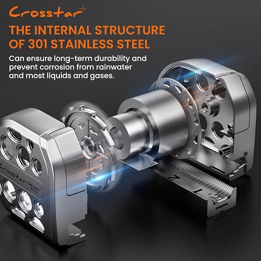 Crosstar 16FT Magnetic Self-Locking Stainless Steel Tape Measure, Double-Sided Scale, Waterproof & Rustproof Retractable Measuring Tape with Hollow Design for Home, Industrial, Woodworking
