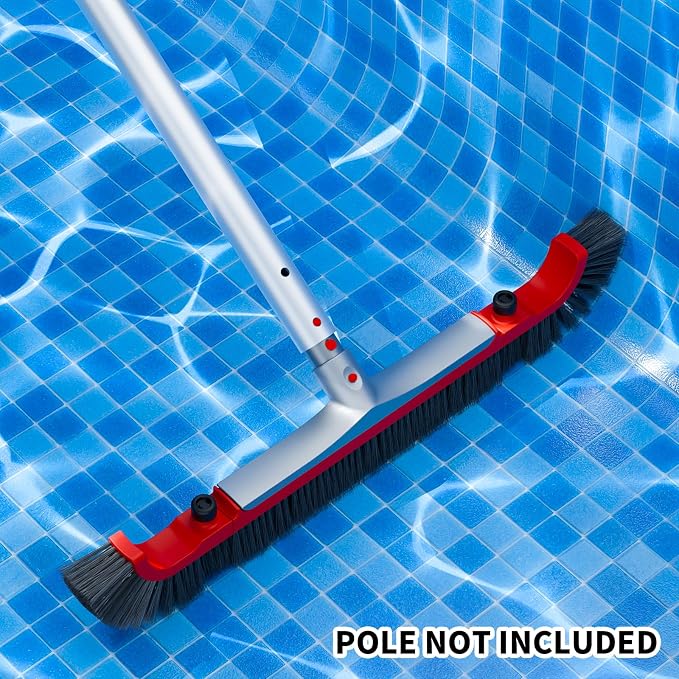Pool Brush Head for Cleaning Walls,Heavy Duty Inground/Above Ground Aluminum Swimming Pool Scrub Brushes with Curved Ends