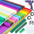 188 Pcs Heavy Crepe Paper Kit, 24-Color 16.5×98 Inch Rolls, with Glue Gun, Scissors, Wire, Floral Tape, Floral Stems - Perfect for Crepe Paper Flowers, Piñatas, Wedding Party Decor, DIY Craft Projects