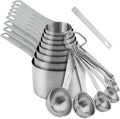 Measuring Cups and Spoons set, 18/8 Stainless Steel Measuring Cups and Spoons, Metal Measuring Tools for Kitchen & Baking, Metric & US Measure Cups and Spoons Set for Dry & Liquid