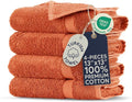 Towel Bazaar 4-Piece Washcloth, 100% Premium Cotton Turkish Towels, 13x13 Luxury Towel Super Soft and Absorbent, Perfect Use for Bathroom, Shower Towels - Coral