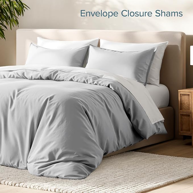 Bare Home Bedding Duvet Cover King Size - Premium 1800 Super Soft Collection - Lightweight, Cooling - Soft Breathable Bedding Duvet Cover (King, Cloud Grey)