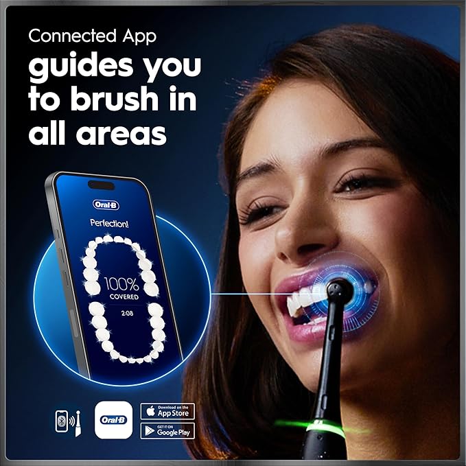 Oral-B Rechargeable Electric Toothbrush, iO9 Limited Ultimate Clean, 7 Cleaning Modes, Interactive Display, iSense Charger, Charging Travel Case, Visible Pressure Sensor, 3 Brush Heads, Rose Quartz