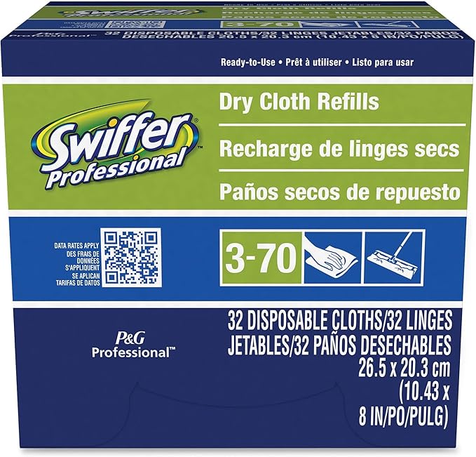 Swiffer® Sweeper Dry Cloth Refills, 10-5/8" x 8", White, 32 Cloths Per Box, Carton of 6 Boxes