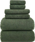 YTYC 39x78 Bath Sheets Set,Towels for Bathroom,Olive Green,6-Pieces | 2 Extra Large Bath Towels, 2 Hand Towels, 2 Washcloths, Super Soft,Highly absorbent,Hanging Loop,80% Polyester