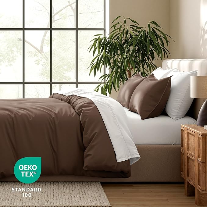 Bare Home Bedding Duvet Cover King Size - Premium 1800 Super Soft Collection - Lightweight, Cooling - Soft Breathable Bedding Duvet Cover (King, Cocoa)