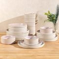 TheTerra Ceramic Dinnerware Sets for 8, 24 Pieces Porcelain Lightweight Plates and Bowls Sets, Scratch Resistant Dish Set, Oven & Microwave & Dishwasher Safe, Primrose Pink