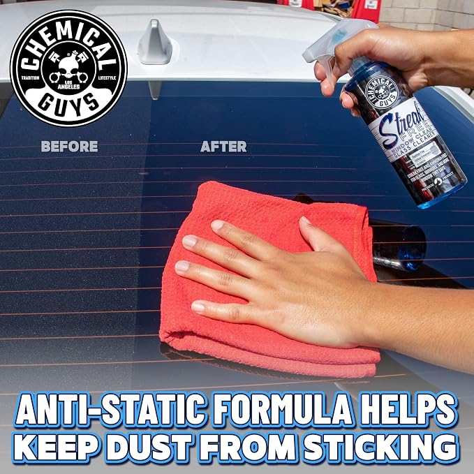 Chemical Guys Streak Free Glass and Window Cleaner - Works on Glass, Windows, Mirrors, and Screens, Ammonia-Free and Safe on Tinted Windows, for Cars, Trucks, SUVs, and Home Use - 16 oz