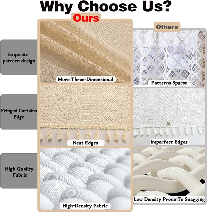 Sutuo Home Boho Doorway Curtains for Closet Patio, Lace Sheer Door Curtains for Doorway Crochet Vintage Chic Tassels Bohemian Temporary Room Divider Privacy Rustic Geometry Rod Pocket, 37" x 80" Beige