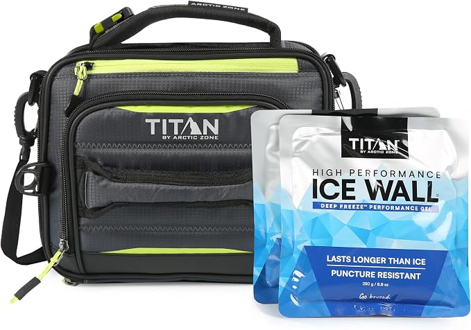 Arctic Zone Titan Deep Freeze Fridge Expandable Insulated Horizontal Lunch Pack, Grey | Durable, insulated lunch bag with leak proof, easy clean lining, keeps food fridge cold up to 6 hours, for adults and kids
