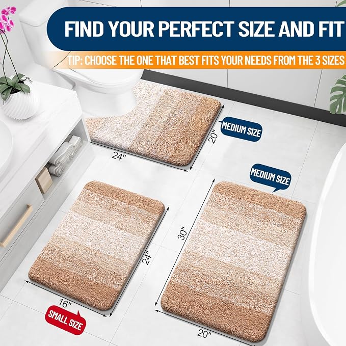 OLANLY Small Bathroom Rugs Mat 24x16, Extra Soft Absorbent Microfiber Bath Rugs, Rubber Backing, Quick Dry, Machine Washable Bath Mats for Bathroom Floor, Tub and Shower, Home Decor Accessories, Beige