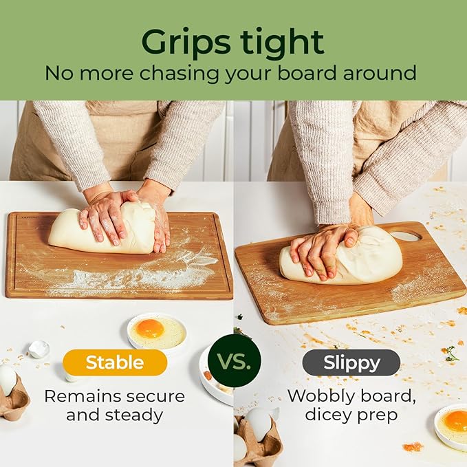 Keechee Bamboo Cutting Board with Non-slip Mat, Cutting Boards for Kitchen Meal Prep & Serving - Wood Serving Board Sets with Deep Juice Groove Ideal Kitchen Gifts