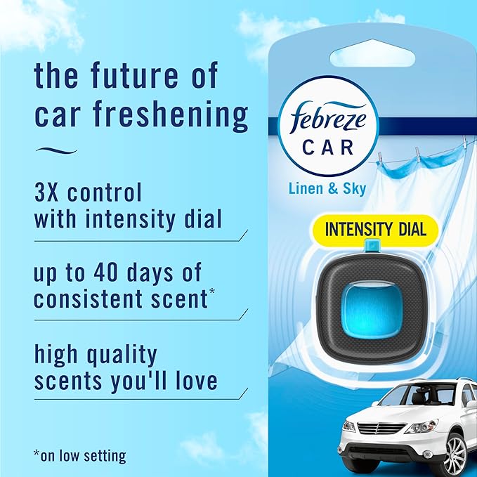 Febreze Car Air Freshener Vent Clip, Linen & Sky, 1 Count