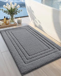 DEXI Bath Mats Bathroom Rug Non Slip Bathmat, 24x16 Dark Grey | Soft Microfiber Carpet, Washable, Absorbent Quick Dry for Shower Floor Sink