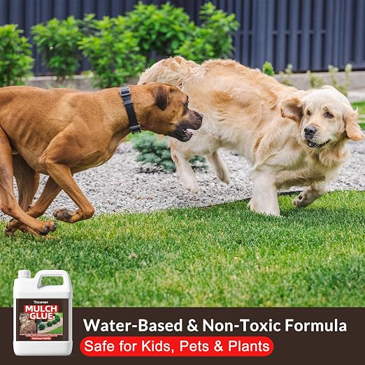 Teexpert Mulch Glue for Landscaping: 2 Gallon Rock Glue for Landscaping & Gravel Binder - Max Strength, Long Lasting Hold, Permeable Adhesive to Lock Pea Gravel, Stones, Rubber Mulch & Pine Straw