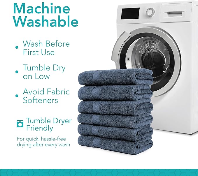 Pleasant Home Bath Towels Set of 6 (24” x 50”) 100% Cotton, 515 GSM | Lightweight, Soft & Highly Absorbent Luxury Towels for Bathroom | for Gym, Pool & Spa | 6 Pack, Navy