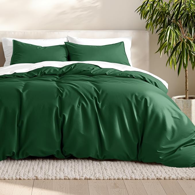 Bare Home Bedding Duvet Cover Full Size - Premium 1800 Super Soft Collection - Lightweight, Cooling - Soft Breathable Bedding Duvet Cover (Full, Forest Green)