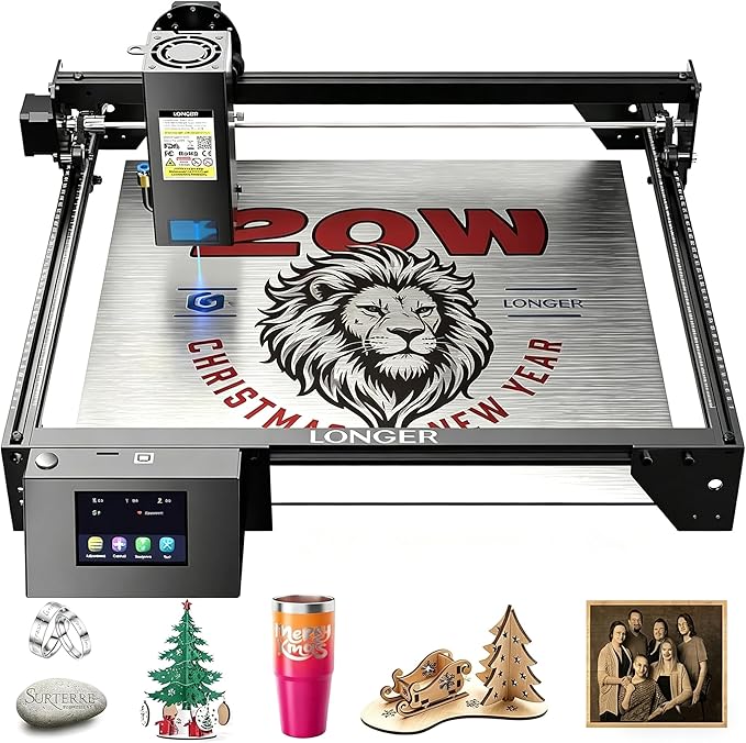 Longer New Upgrade RAY5 20W Laser Engraver,20000mW Output,32-bit Motherboard, 130W CNC Laser Cutter,App Offline Control, DIY Engraver Tool for Metal/Glass/Wood,Engraving Speed to 24,000 mm/min