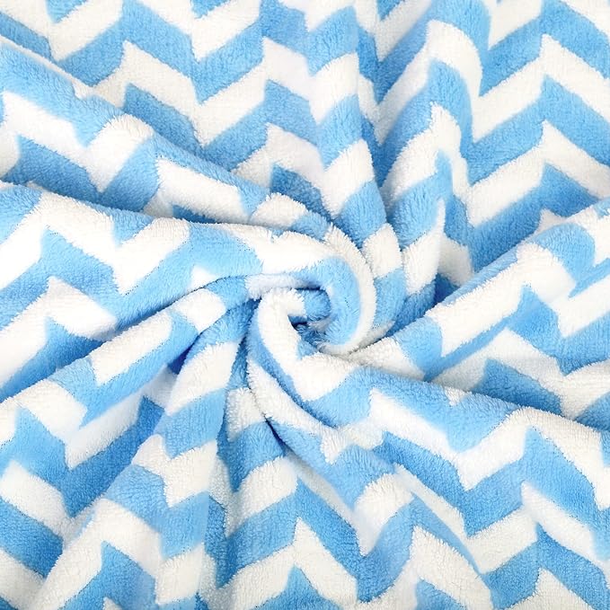 JML Microfiber Bath Towels, Chevron Blue, 30" x 60", 2 Pack | Hanging Loop, Oversized, Soft, Super Absorbent, Fast Drying, Use for Sports, Fitness, Yoga