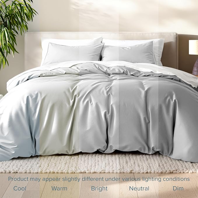 Bare Home Bedding Duvet Cover Oversized King - Premium 1800 Super Soft Collection - Lightweight, Cooling - Soft Breathable Bedding Duvet Cover (Oversized King, Cloud Grey)