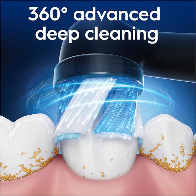 Oral-B iO Ultimate Clean Electric Toothbrush Head, Twisted & Angled Bristles for Deeper Plaque Removal, Pack of 2 Toothbrush Heads, Black