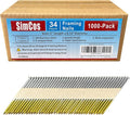 34-30 Degree Framing Nails 304 Stainless Steel D Head Smooth Shank Paper Tape Strip Nails for 30 to 34 degree Framing Nailer (3"-1000PCS)