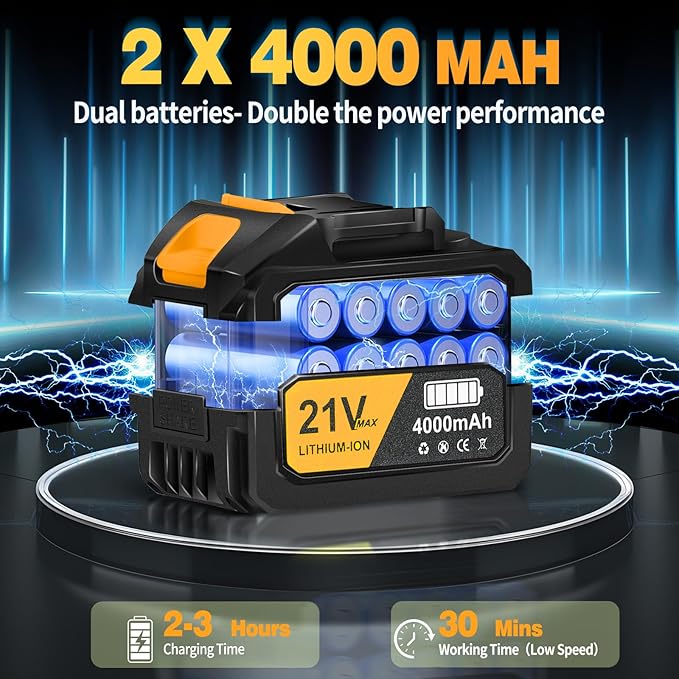 Leaf Blower Cordless,Battery Powered 800,000 RPM Electric Leaf Blower with 2 x 4.0Ah Battery and Charger Handheld Blowers for Lawn Care,Dust,Snow,Car Blowing Water with 2 Extended Nozzle,Orange