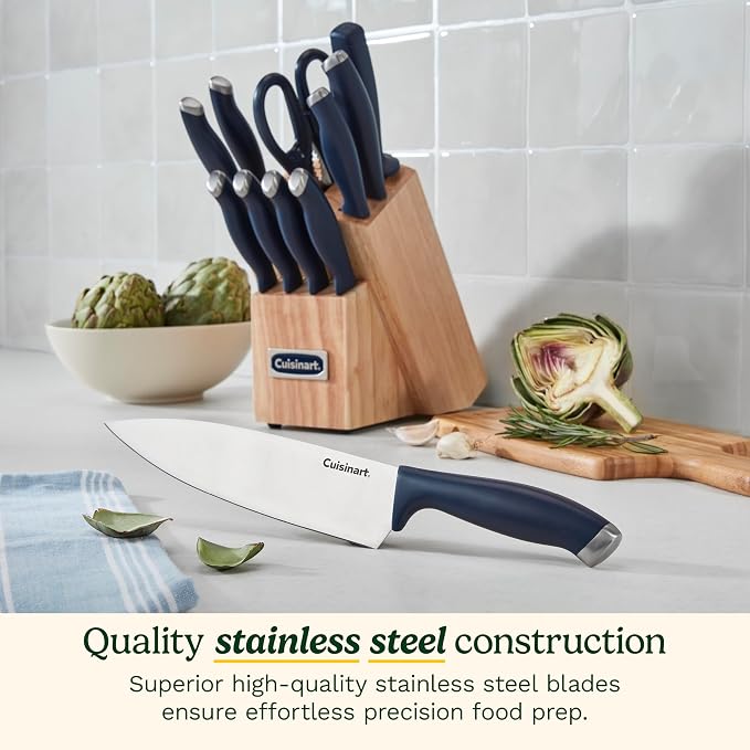 Cuisinart C77SSN-12P Color Pro Collection 12 Piece Knife Block Set, Navy