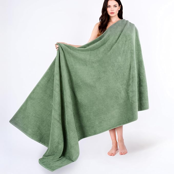 Cotton Paradise 100% Cotton Turkish Towel, Soft Absorbent Quick Dry, 40x80 Oversized Bath Sheet Towel, Sage Green