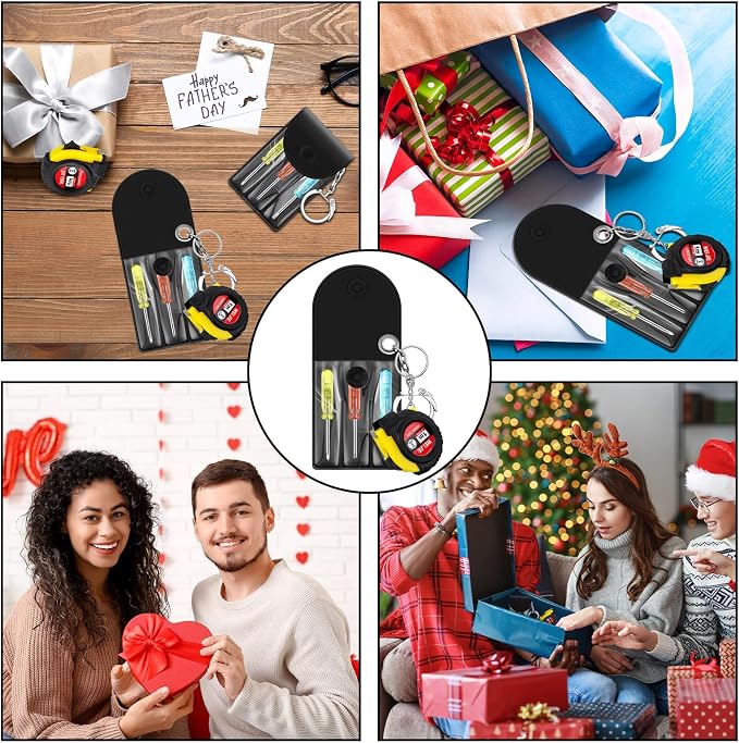 Jutom 336 Pcs Mini Tape Measure Keychain Bulk Mini Screwdriver Keychain Set Adult Tool Party Prize for Father's Men Gifts
