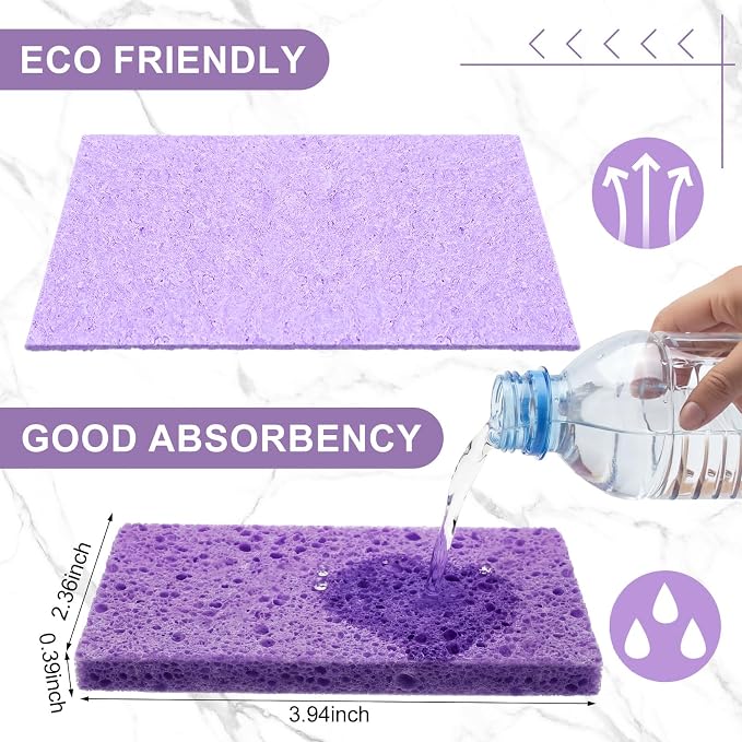 Zhengmy 504 Pieces Sponges Bulk Sponges Kitchen Compressed Sponge Natural Dish Sponge Compressed Wood Pulp Cleaning Without Scratching for Kitchen Bathroom, 3.9 x 2.4 x 0.12 Inch (Multicolor)