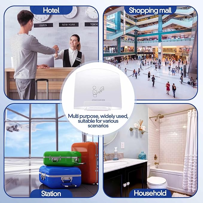 Rossesay 1 Pcs Electric Hand Dryer Compact Commercial Wiper Automatic Hand Air Dryer for Dry Machine Wall Business Home Household Restroom Office Mall, 110v,1200W (White)