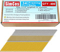 34-30 Degree Framing Nails,3-1/2 Inch, 400-Pack | 304 Stainless Steel, D Head, Smooth Shank, Paper Tape Strip, For 30 to 34 Degree Framing Nailer