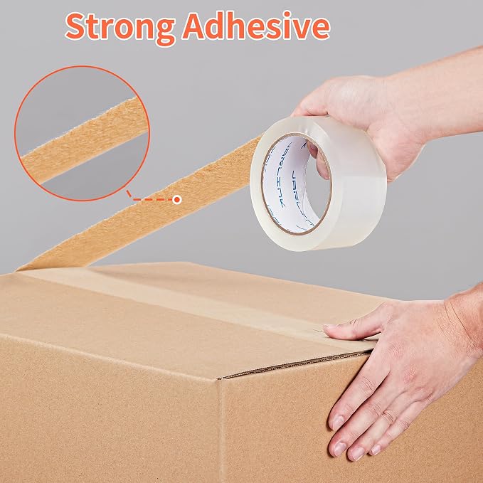 JARLINK 36 Rolls Clear Packing Tape with 2 Dispensers for Shipping | 2.7mil Thick, 1.88 Inches Wide, 55 Yards per Roll, Total 990 Yards, Comes with 3 Tape Dispensers