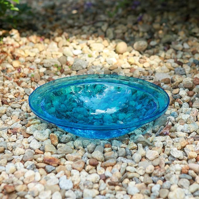 Achla Designs Crackle Glass Bowl, 12-in, Teal