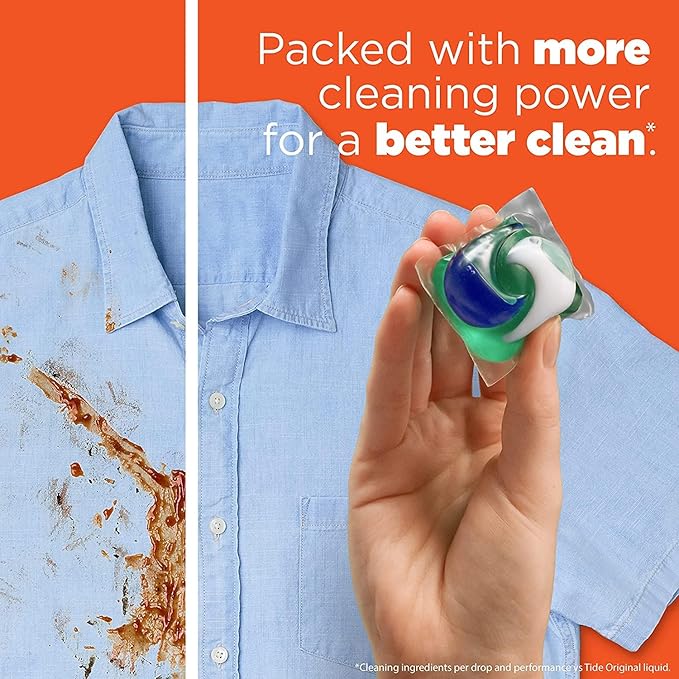 Tide PODS laundry detergent pacs, 3-in-1 Stain Remover, Odor Fighter, Color Protector, 57 Count, HE compatible, Clean Breeze Scent