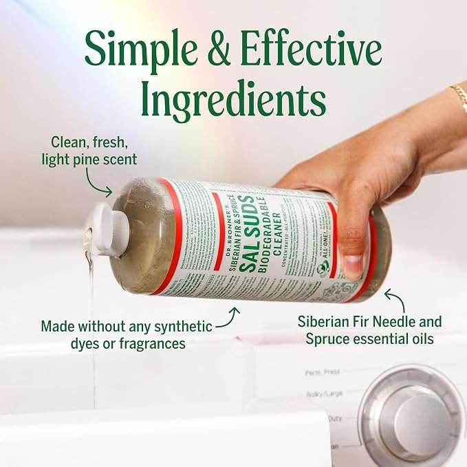 Dr. Bronner's Sal Suds Biodegradable Cleaner (16 oz) – All Purpose Pine Mop Detergent for Floors, Laundry & Dishes, Multi Surface Concentrate, Heavy-Duty Degreaser