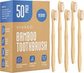 VIVAGO Bamboo Toothbrushes - Medium Bristles Toothbrushes for Adults | Natural Toothbrush, Eco-Friendly, Wooden Toothbrush, BPA-Free, 50 Pack